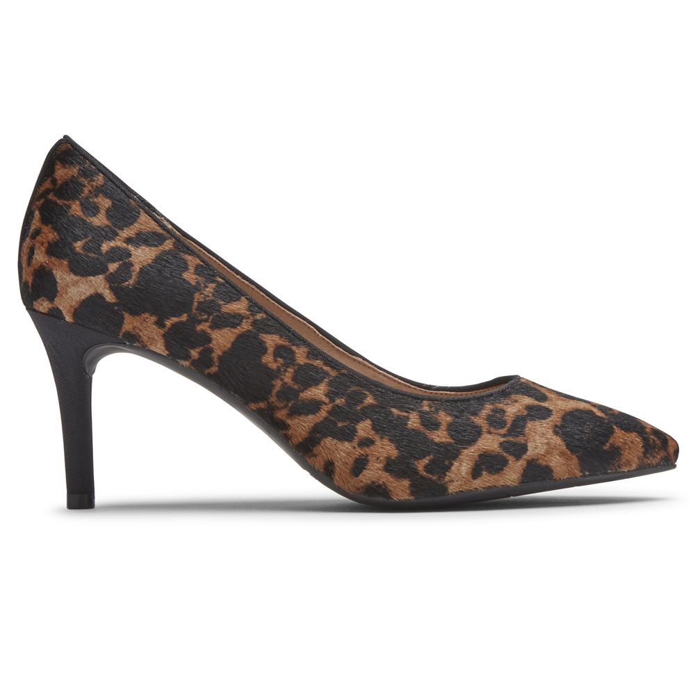 Rockport Women's Total Motion 75Mm Pointed Toe Heel Pumps - Leopard - USA (1854MYFRD)